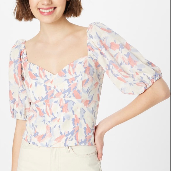 Abercrombie Floral Corset Puff Sleeve Top - Size XS - Picture 3 of 5